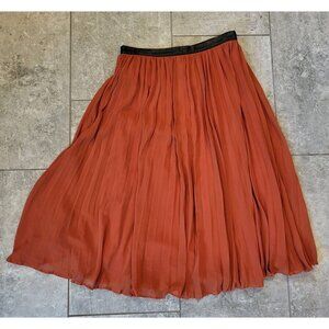 Abercrombie Fitch Rust Chiffon Pleated Flowy Midi Skirt Sz S Fairygrunge